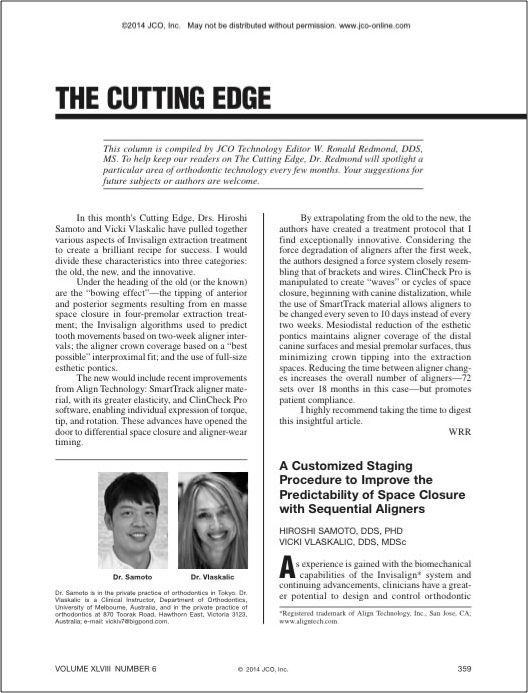 A Customized Staging Procedure to Improve the Predictability of Space Closure with Sequential Aligners